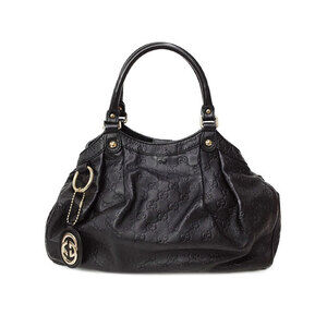 Gucci Guccissima Leather Sukey Tote Shoulder Bag Black